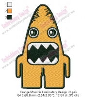 Orange Monster Embroidery Design 02